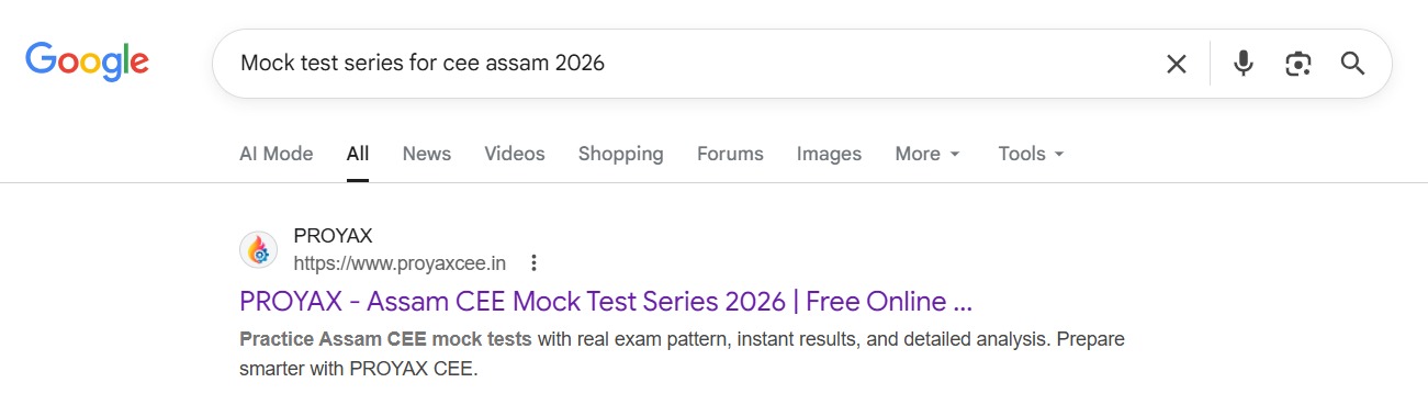 Google screenshot showing PROYAX ranking first